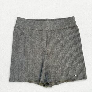 Adanola Wool Blend Ribbed Knit Shorts in Graphite Grey